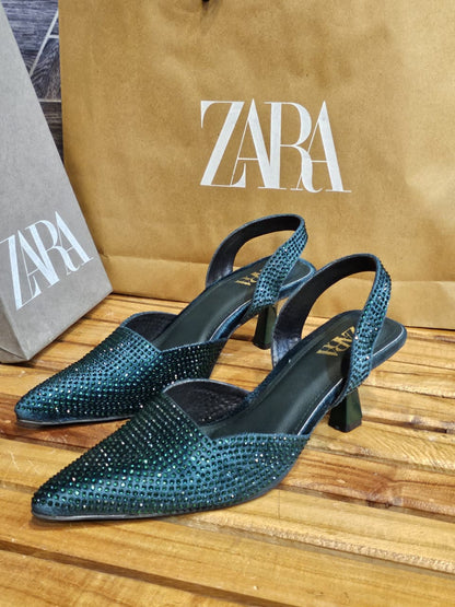 Zara Rhinestone Heel (green)
