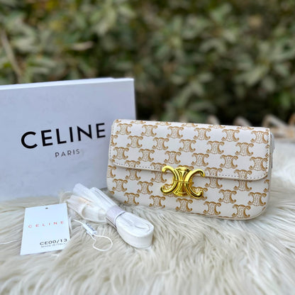 CELINE Crossbody Bag (white/gold/brown)