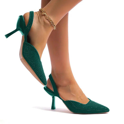 Zara Stone Heel for Women – Restocked in Stunning Colors with Brand Box (Green)