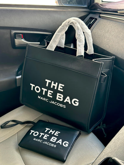 Marc Jacobs The Tote Bag – Premium Leather Women Bag with Complete Accessories (Black)