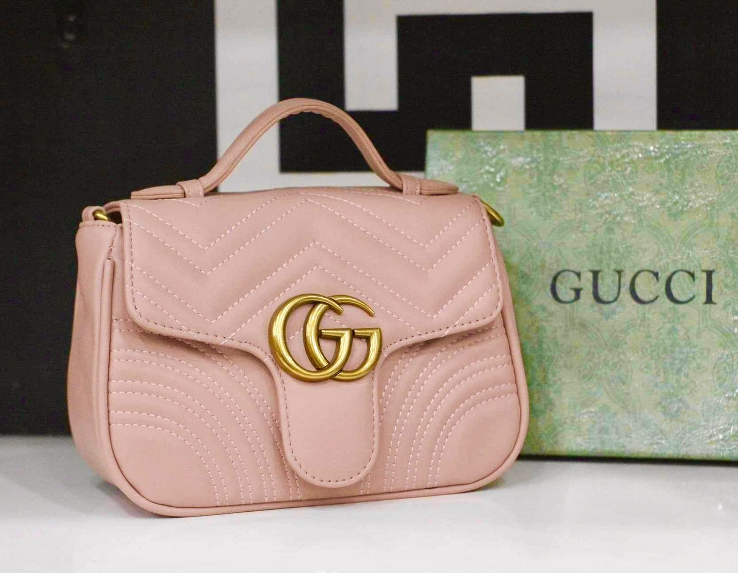 GUCCI GG Marmont Mini Top Handle Sling Bag (pink)