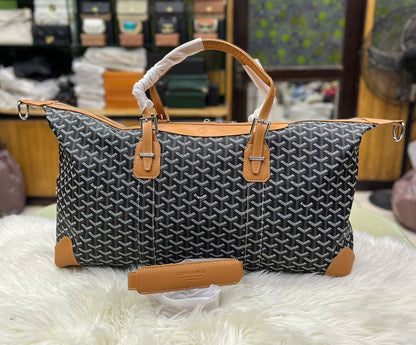 GOYARD Print Coated Canvas Boeing 55 Travel Bag (Black/brown)