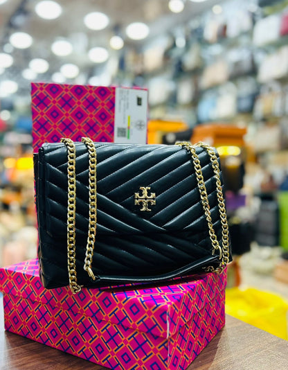 Tory Burch Large Size Handbag – Premium Quality (Black/Gold)