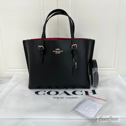 C-O-A-C-H MOLLIE TOTE BAG 34 (CV967) Women Bag (Black/Red)