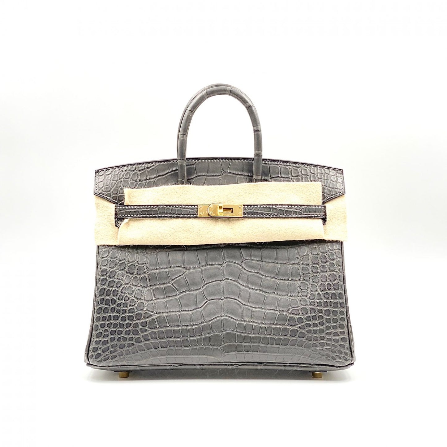 Hermes Birkin 25 Leather Gold Hardware Handbag Bag for Women (Grey Shine)