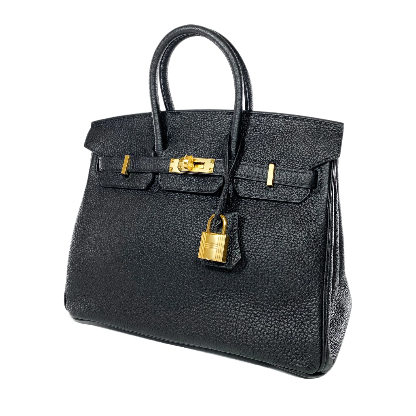 Hermes Birkin 25 Leather Gold Hardware Handbag Bag for Women (Black Matt)