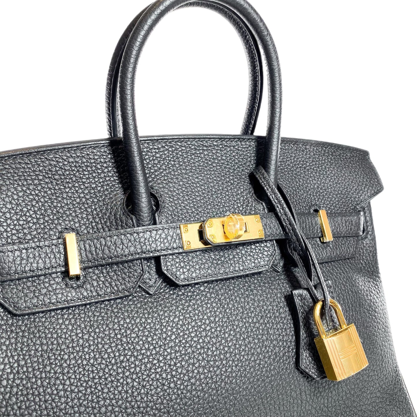 Hermes Birkin 25 Leather Gold Hardware Handbag Bag for Women (Black Matt)