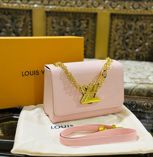 Louis Vuitton New Logo Edition Women's Crossbody Bag with Stylish Long Chain (Pink 1)