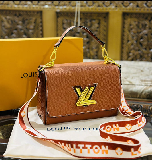 Louis Vuitton New Logo Edition Women's Crossbody Bag with Stylish Long Chain (Brown 2)