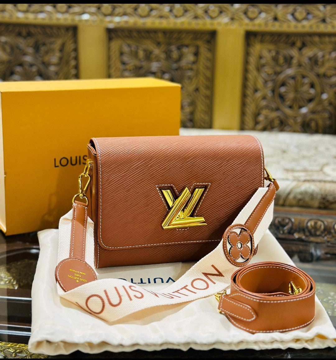 Louis Vuitton New Logo Edition Women's Crossbody Bag with Stylish Long Chain (Brown 3)