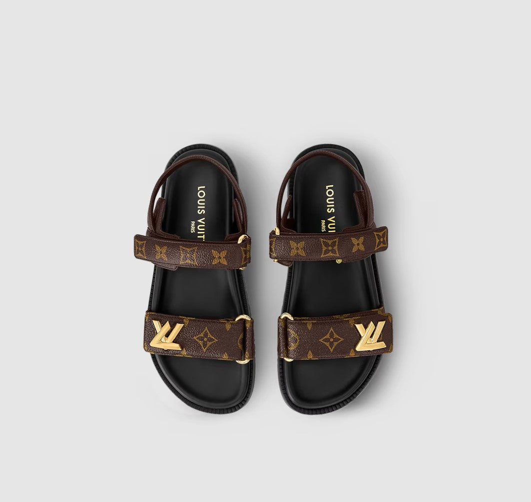 Unisex Louis Vuitton Sunset Flat Comfort Signature Monogram Canvas Sandals