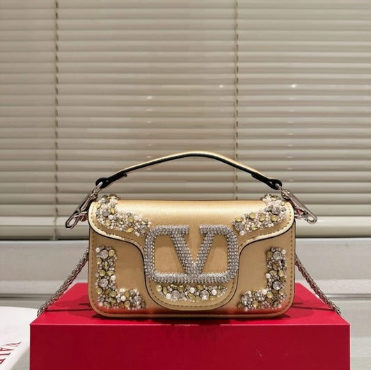 V-A-L-E-N-T-I-N-O G-A-R-A-V-A-N-I Locò Crystal Shoulder Women Bag – Couture Glam Edition (Gold)