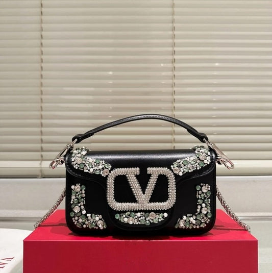 V-A-L-E-N-T-I-N-O G-A-R-A-V-A-N-I Locò Crystal Shoulder Women Bag – Couture Glam Edition (Black)