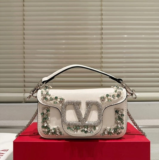 V-A-L-E-N-T-I-N-O G-A-R-A-V-A-N-I Locò Crystal Shoulder Women Bag – Couture Glam Edition (White)