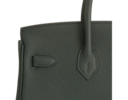 Hermes Birkin 25 Leather Gold Hardware Handbag Bag for Women (Green Matt)