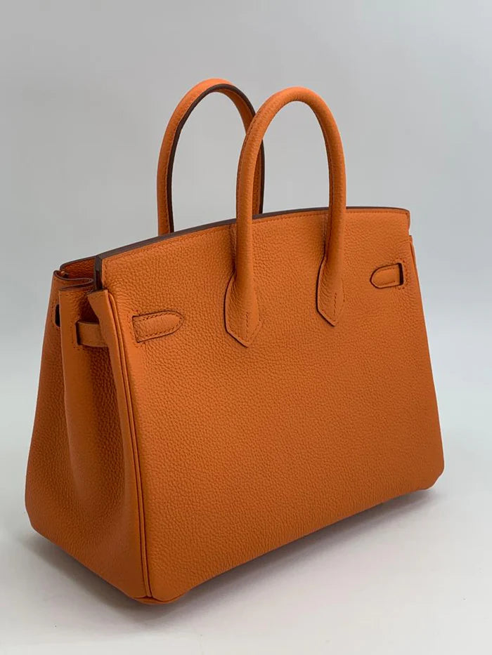 Hermes Birkin 25 Leather Gold Hardware Handbag Bag for Women (Orange Matt)