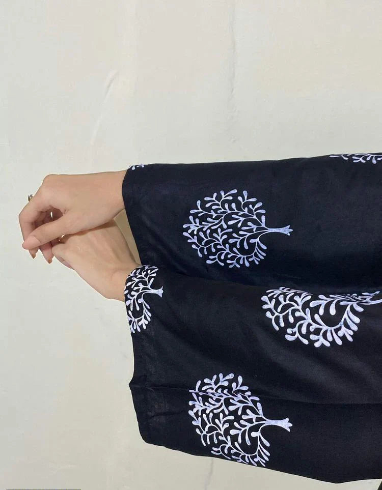 Floral TREE Print 2pc Stitched (Black)