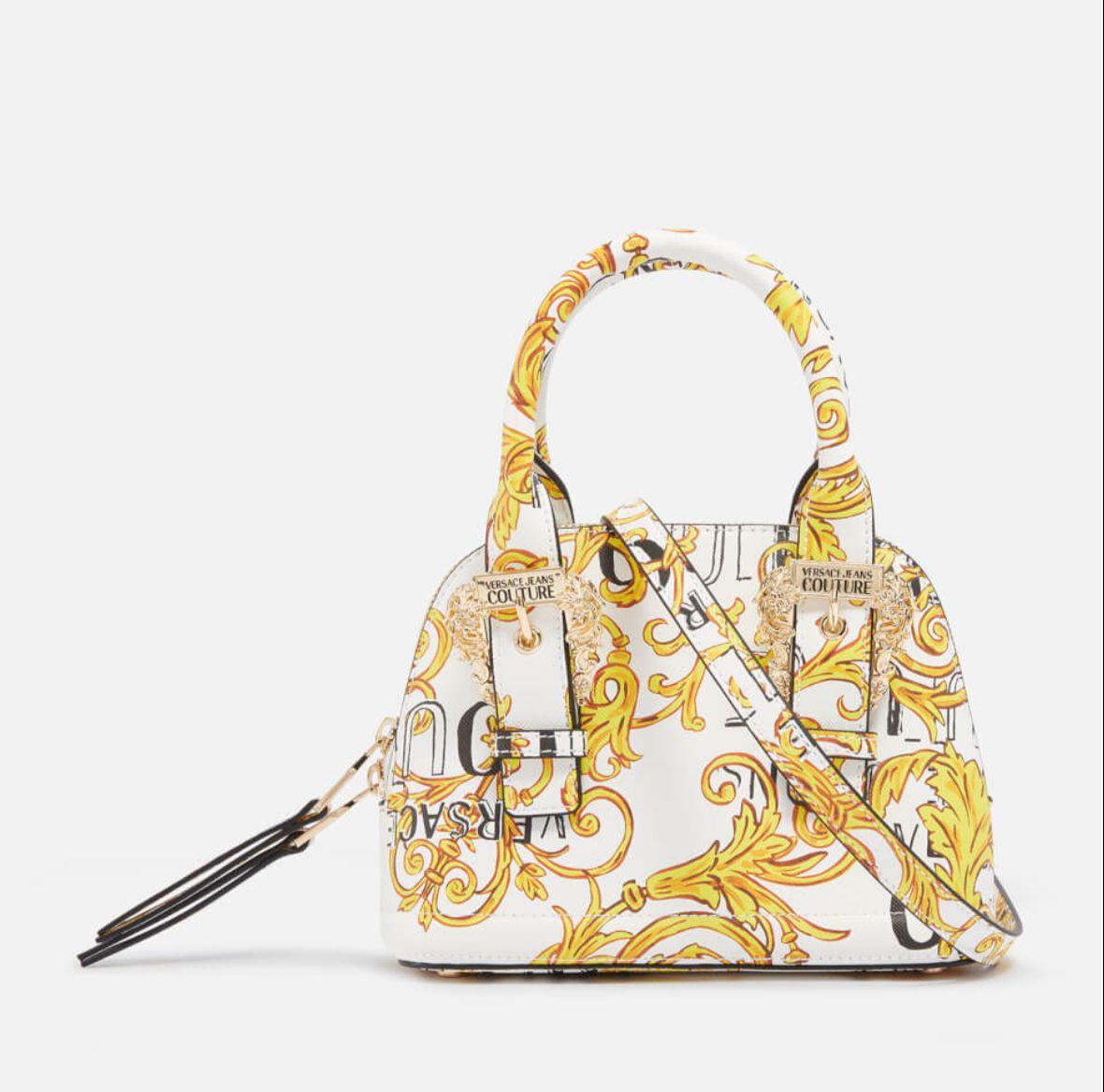 Versace Couture Alma Style Cross Body Bag for Women (White/Gold)