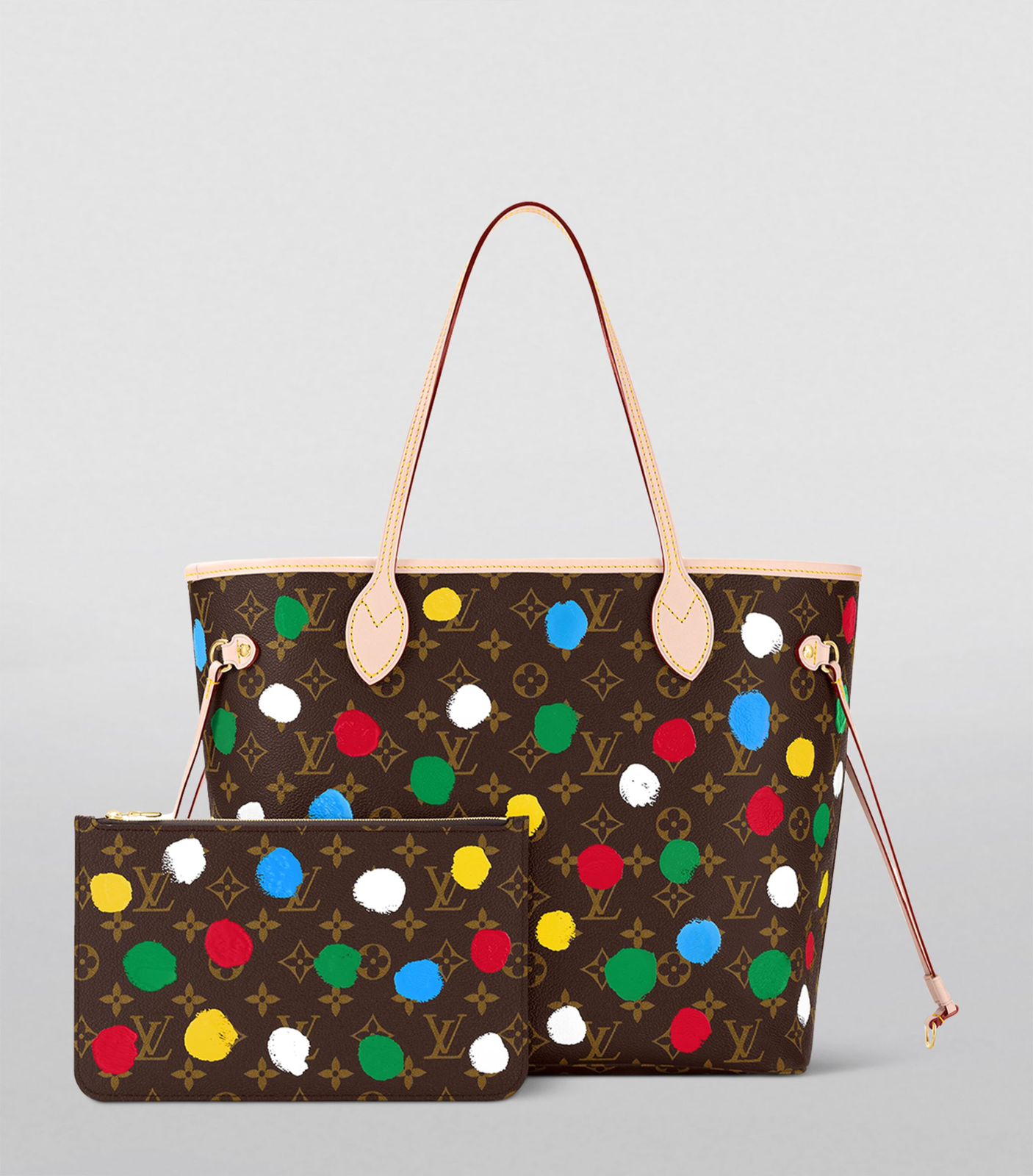 Louis Vuitton x Yayoi Kusama Neverfull MM Tote Bag (Brown / Beige Multi Colours)