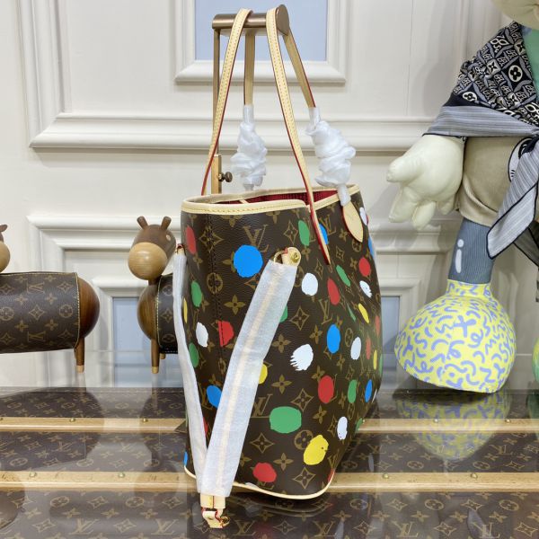 Louis Vuitton x Yayoi Kusama Neverfull MM Tote Bag (Brown / Beige Multi Colours)