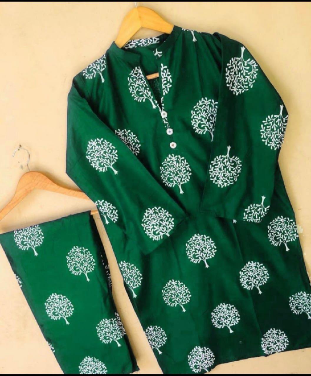 Floral TREE Print 2pc Stitched (Green)