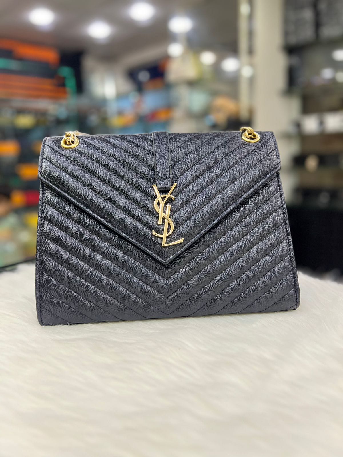 Yves Saint Laurent Premium Quality YSL Women Bag - Long Chain and Brand Box (Black)