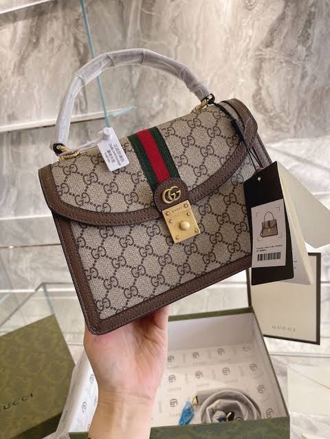 Gucci-Inspired Ophidia Bag with Long Chain and Branded Packing (Brown)