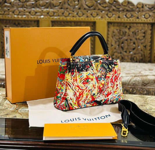 Louis Vuitton Capucines Women Bag - Premium Quality with Brand Box (Black/Red/Yellow)