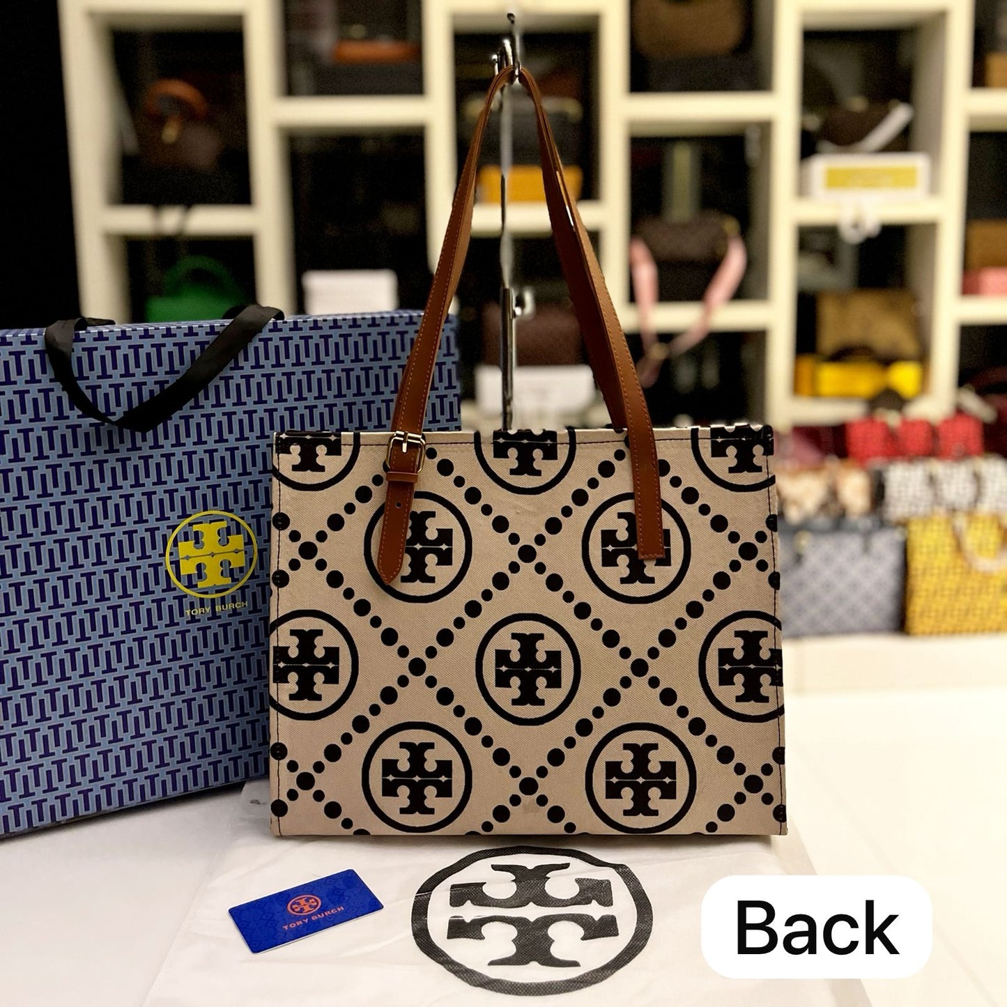 Luxury Women Bag - Tory Burch-Inspired Handbag with Brand Accessories (Black/Brown)