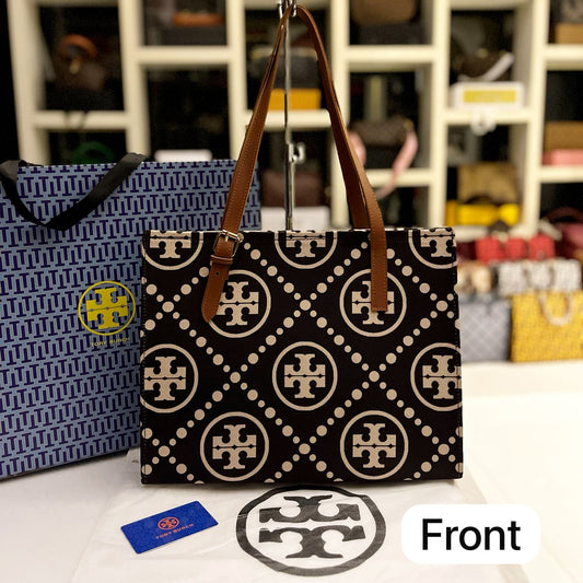 Luxury Women Bag - Tory Burch-Inspired Handbag with Brand Accessories (Black/Brown)