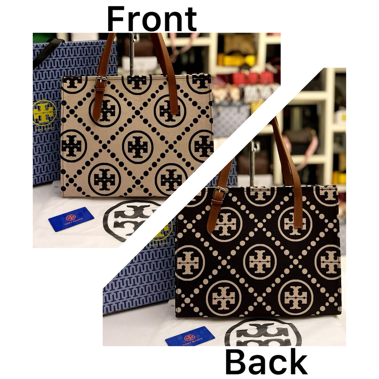 Luxury Women Bag - Tory Burch-Inspired Handbag with Brand Accessories (Black/Brown)