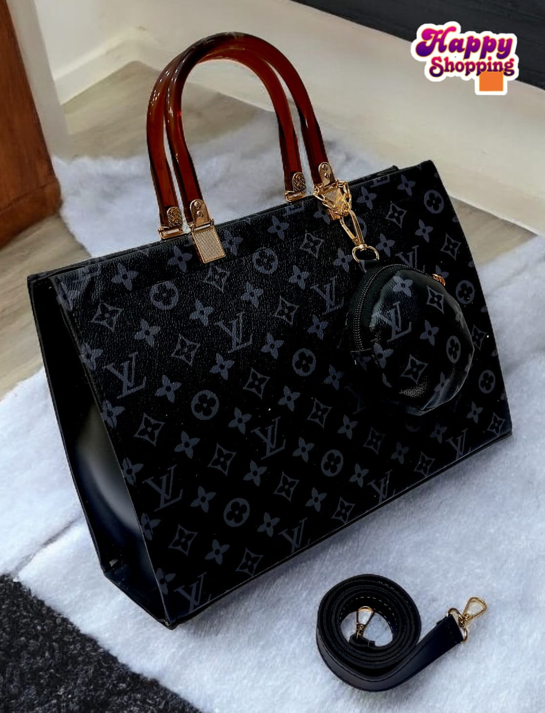 Louis Vuitton Master Quality 2pcs Large Shoulder Women's Bag (Black-2)