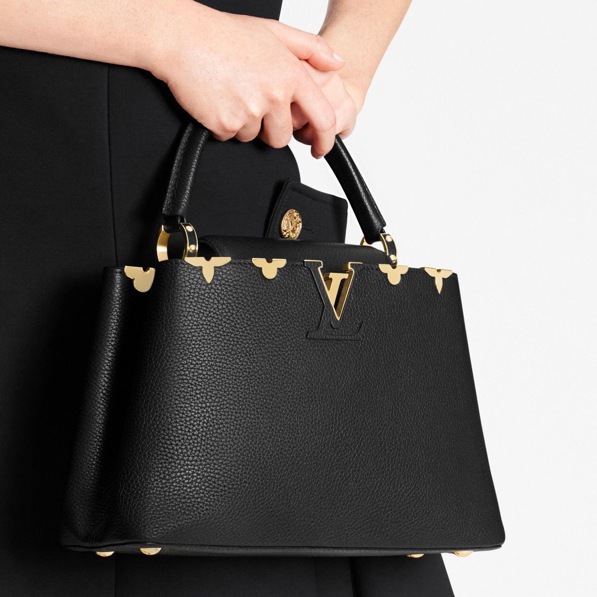 Luxurious Women Bag - Louis Vuitton-Inspired Capucines Leather Handbag + Brand Accessories