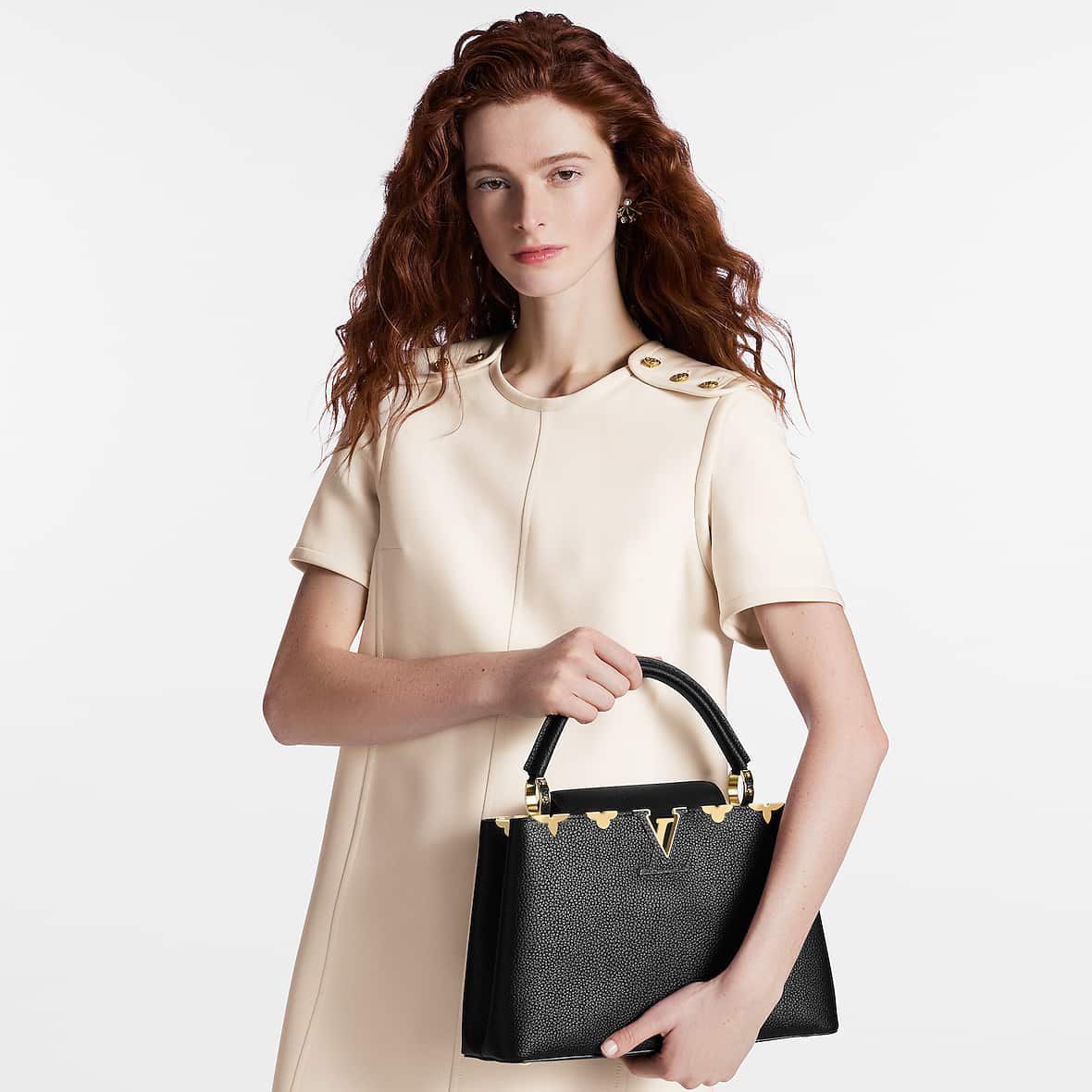 Luxurious Women Bag - Louis Vuitton-Inspired Capucines Leather Handbag + Brand Accessories