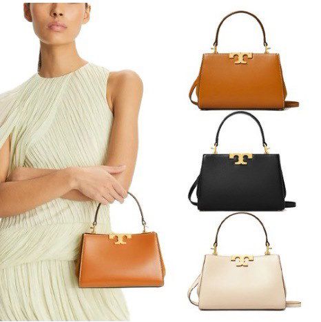 Chic Women Bag - Tory Burch-Inspired Mini Eleanor Satchel with Long Belt & Brand Details (Cream)