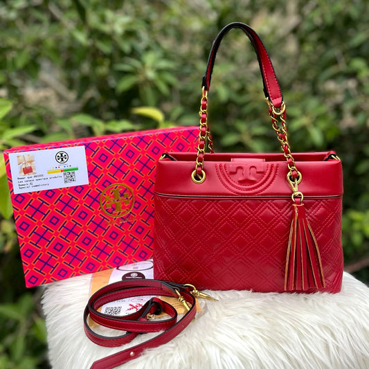 Elegant Women Bag - Tory Burch-Inspired Master Quality Bag with Complete Brand Accessories (Red)