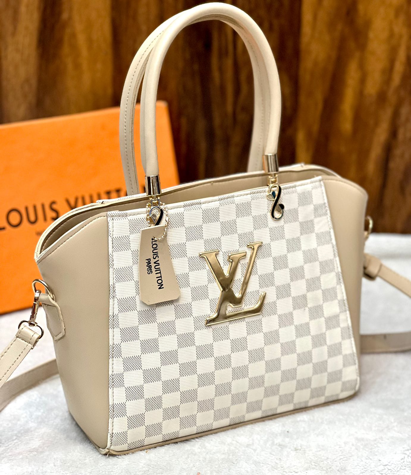 New Arrival Women Bag - Louis Vuitton-Inspired Masterpiece Branded Bag (Beige/White)