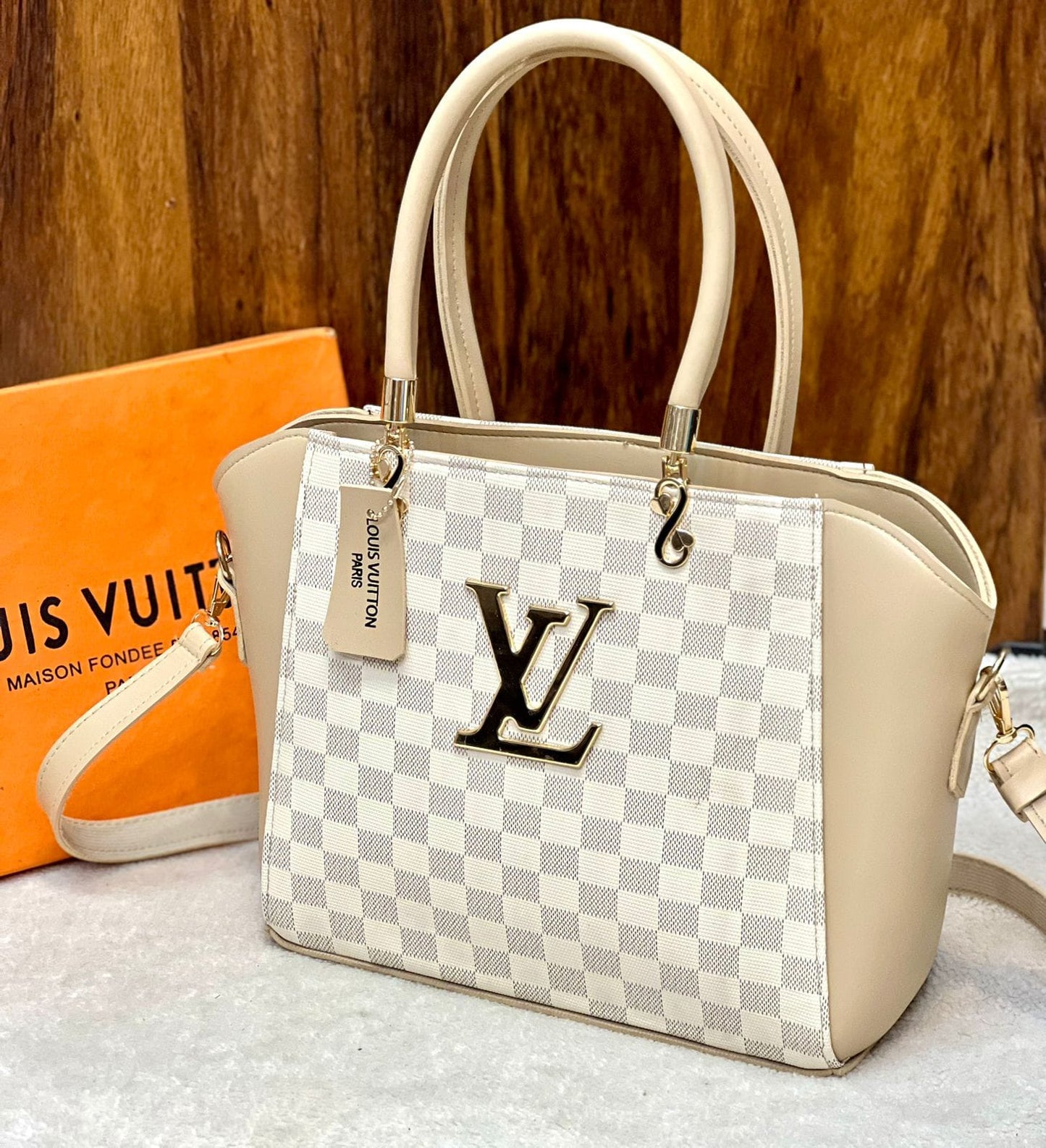 New Arrival Women Bag - Louis Vuitton-Inspired Masterpiece Branded Bag (Beige/White)