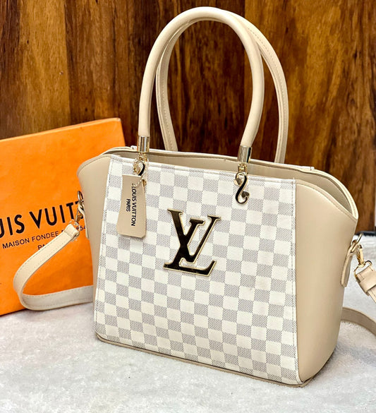 New Arrival Women Bag - Louis Vuitton-Inspired Masterpiece Branded Bag (Beige/White)