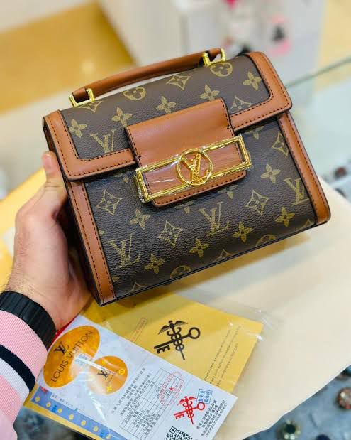 Elegant Women Bag - Louis Vuitton-Inspired Dauphine Capitale with Gold Hardware (Brown-1)