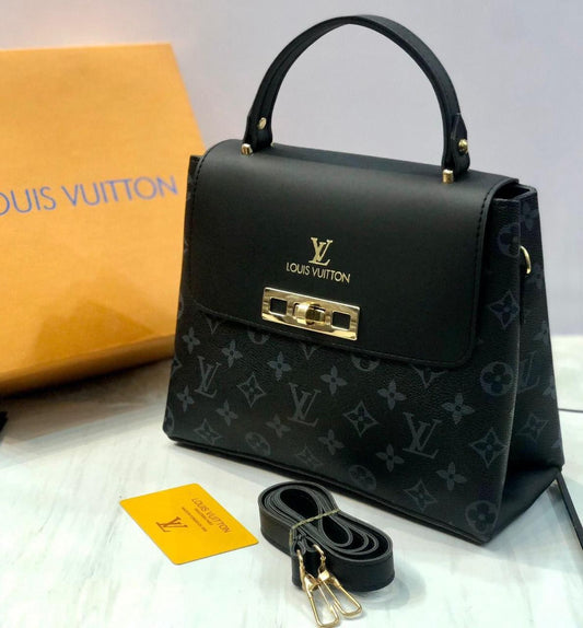 High-Quality Louis Vuitton Crossbody Bag with Metal Lock (Black-1)