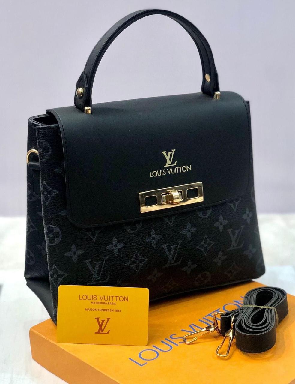 High-Quality Louis Vuitton Crossbody Bag with Metal Lock (Black-1)