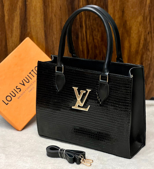 New Arrival! Louis Vuitton Crocodile Material Bag - Premium Large Size Women Bag (Black)