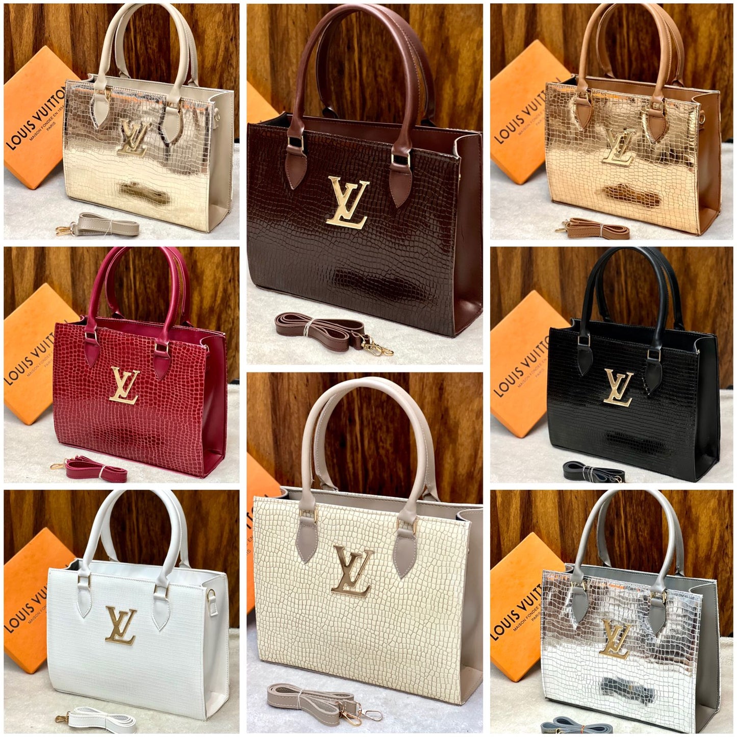 New Arrival! Louis Vuitton Crocodile Material Bag - Premium Large Size Women Bag (Silver/Grey)