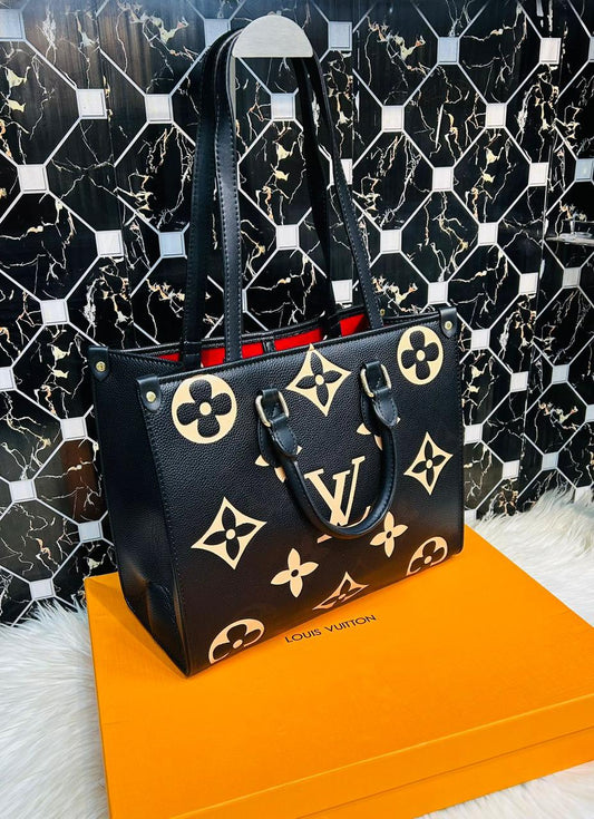 Louis Vuitton Onthego Black Regular Tote Bag for Women (Black/White)