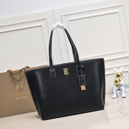 Burberry TB Smooth Leather Tote Bag - Luxury Women Bag (Black)