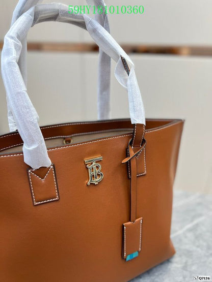 Burberry TB Smooth Leather Tote Bag - Luxury Women Bag (Brown 1)