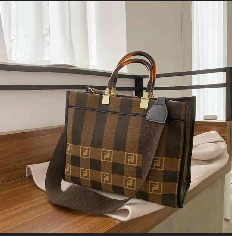 FENDI Tote Monogram Canvas – Stylish & Spacious Women Bag (Brown/Black)