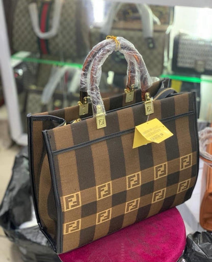 FENDI Tote Monogram Canvas – Stylish & Spacious Women Bag (Brown/Black)