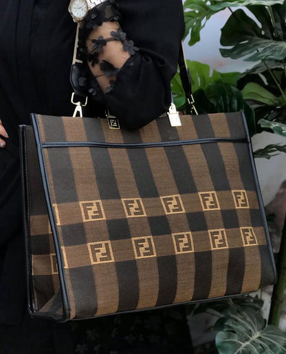 FENDI Tote Monogram Canvas – Stylish & Spacious Women Bag (Brown/Black)